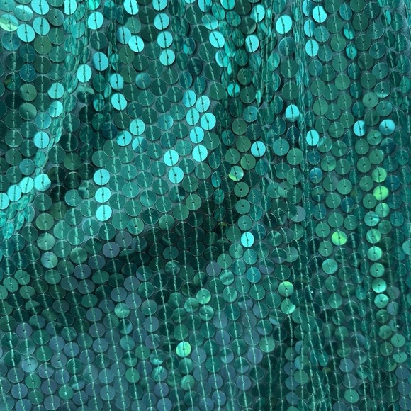 VTG Daval Designs Green Hand Beaded Sequin Dress SZ Large Knee Length - Picture 4 of 8